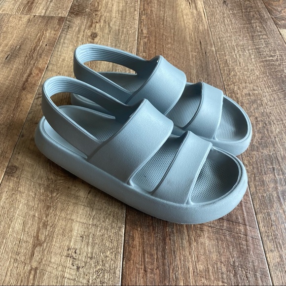 Beach slides by J slides grey ankle strap sandals size 40/ 9- 9.5